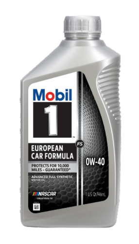 Mobil 1 European Car Formula 0W-40 SAE Advanced Full Synthetic Motor Oil Perspective: front