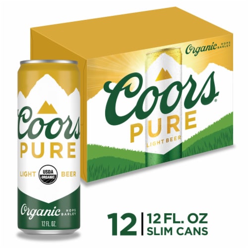 Coors Pure Organic Light Lager Beer Perspective: front