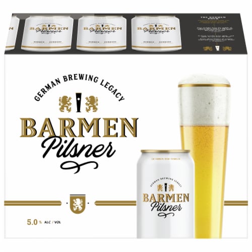 Barmen Pilsner German Lager Beer, 12 Pack, 12 fl oz Cans, 5% ABV Perspective: front
