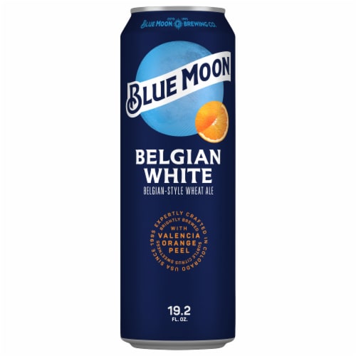 Blue Moon Belgian-Style Ale White Wheat Beer Perspective: front