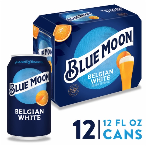 Blue Moon Belgian-Style Ale White Wheat Beer Perspective: front