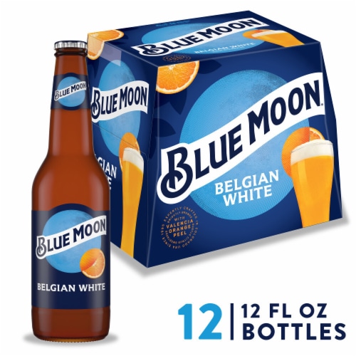 Blue Moon Belgian-Style Ale White Wheat Beer Perspective: front