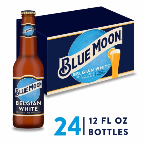 Blue Moon Belgian-Style Ale White Wheat Beer Perspective: front