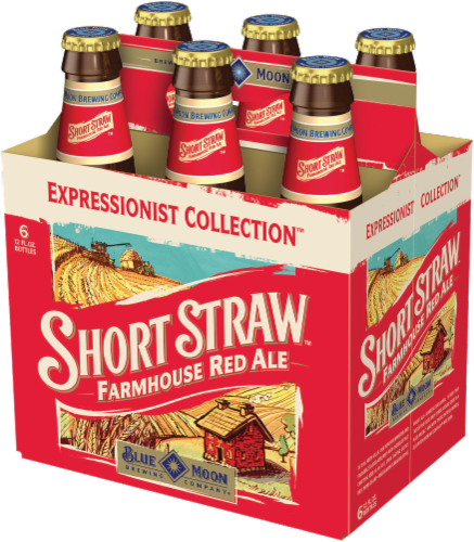 Blue Moon Short Straw Farmhouse Red Ale Perspective: front