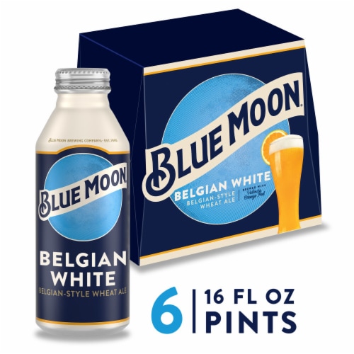 Blue Moon Belgian-Style Ale White Wheat Beer Perspective: front