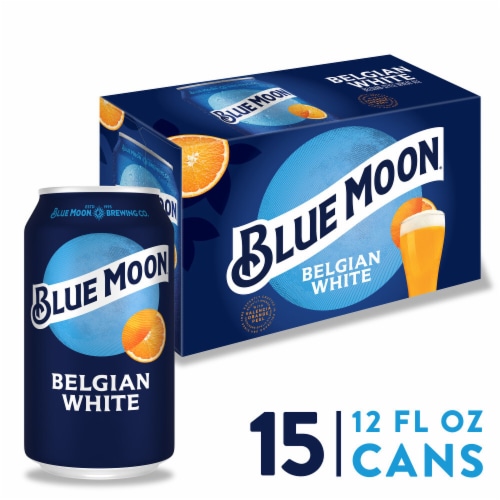 Blue Moon Belgian-Style Ale White Wheat Beer Perspective: front
