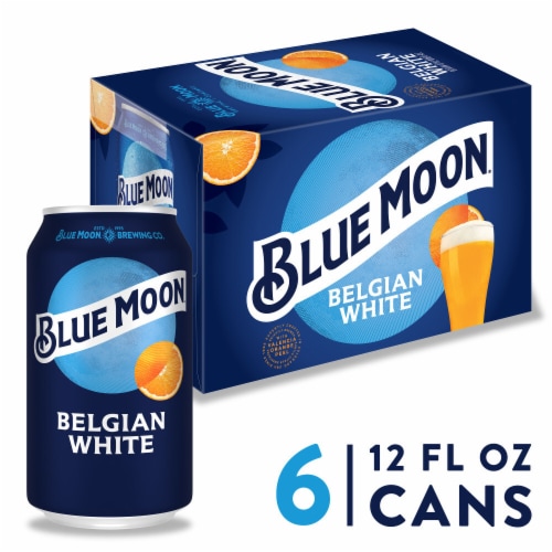 Blue Moon Belgian-Style Ale White Wheat Beer Perspective: front