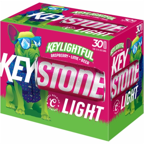 Keystone Light Keylightful Raspberry Lime Beer 30 Cans Perspective: front