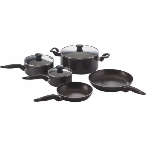 T-fal Mirro Get A Grip Nonstick Cookware Set - Black Perspective: front