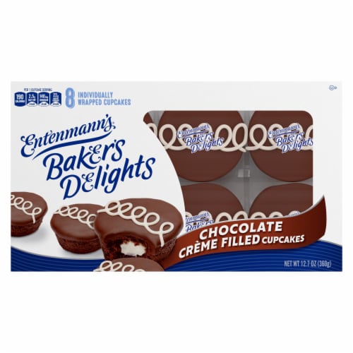 Entenmann's Baker's Delights Chocolate Crème Filled Cupcakes Perspective: front