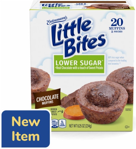 Entenmann's Little Bites Lower Sugar Chocolate Mini Muffins Pouches Perspective: front