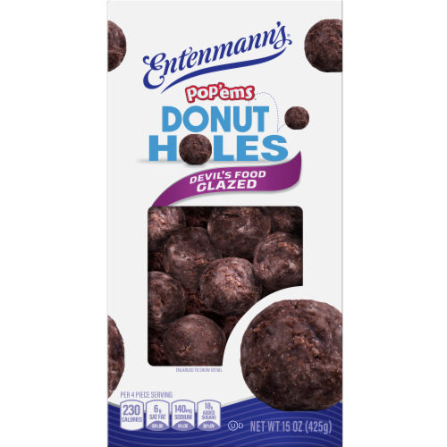 Entenmann's® Pop'ems® Devil's Food Glazed Donut Holes Perspective: front