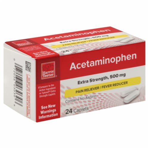 Harris Teeter® Acetaminophen Extra Strength 500mg Pain Reliever Caplets Perspective: front
