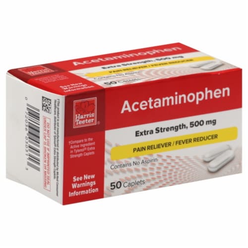 Harris Teeter® Acetaminophen Extra Strength 500mg Pain Reliever Caplets Perspective: front