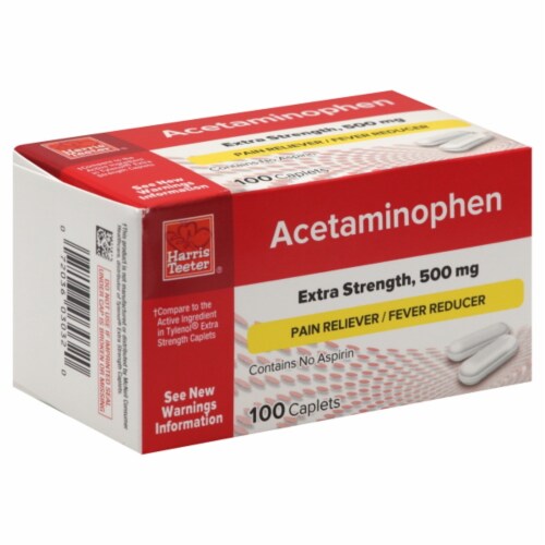 Harris Teeter® Acetaminophen Extra Strength 500mg Pain Reliever Caplets Perspective: front