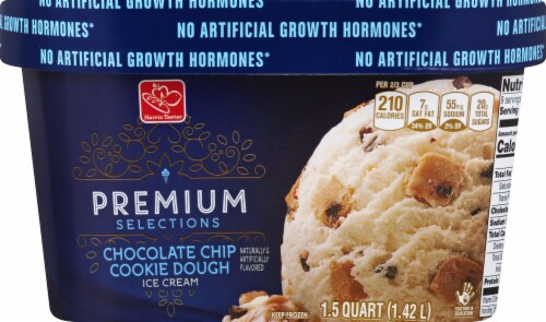 Harris Teeter Premium Selections Chocolate Chip Cookie Dough Ice Cream Perspective: front