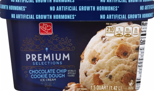 Harris Teeter Premium Selections Chocolate Chip Cookie Dough Ice Cream Perspective: front