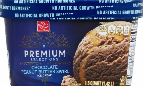 Harris Teeter Premium Selections Chocolate Peanut Butter Swirl Ice Cream Perspective: front