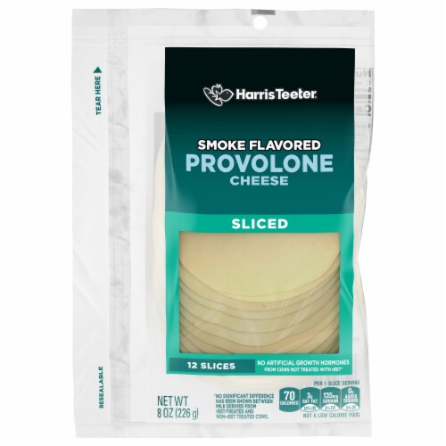Harris Teeter Sliced Provolone Smoked Cheese Perspective: front