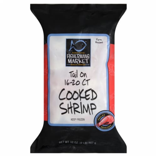 Harris Teeter Fishermans Market Tail On 16/20 CT Cooked Shrimp Perspective: front