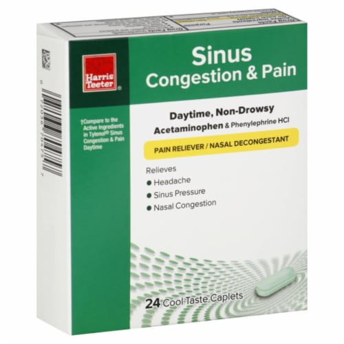 Harris Teeter® Daytime Non-Drowsy Acetaminophen Sinus Congestion & Pain Reliever Caplets Perspective: front