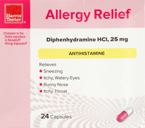 Harris Teeter® Allergy Relief 25mg Capsules Perspective: front