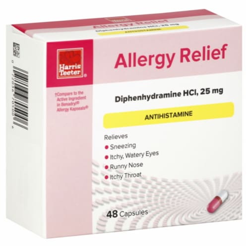 Harris Teeter® Allergy Relief 25mg Capsules Perspective: front