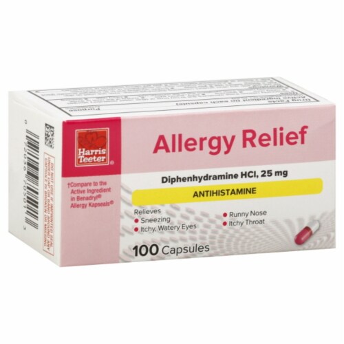 Harris Teeter® Allergy Relief 25mg Capsules Perspective: front