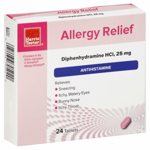 Harris Teeter® Allergy Relief 25mg Tablets Perspective: front
