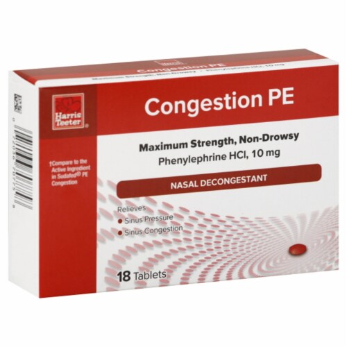 Harris Teeter® Maximum Strength Non-Drowsy Congestion PE Nasal Decongestant Tablets Perspective: front