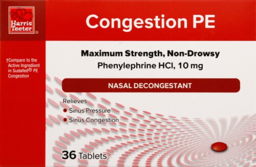 Harris Teeter® Congestion PE Maximum Strength Non-Drowsy Nasal Decongestant Tablets 10mg Perspective: front