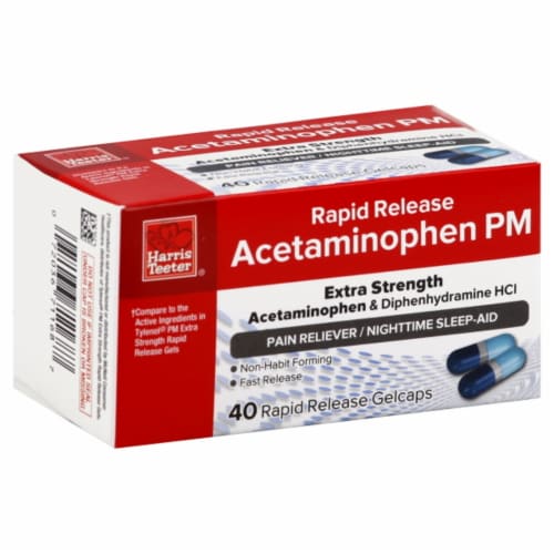 Harris Teeter™ Rapid Release Acetaminophen PM Gelcaps Perspective: front