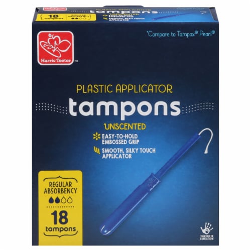 Harris Teeter™ Plastic Applicator Unscented Regular Tampons Perspective: front