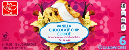 Harris Teeter™ Vanilla Chocolate Chip Cookie Ice Cream Sandwiches Perspective: front