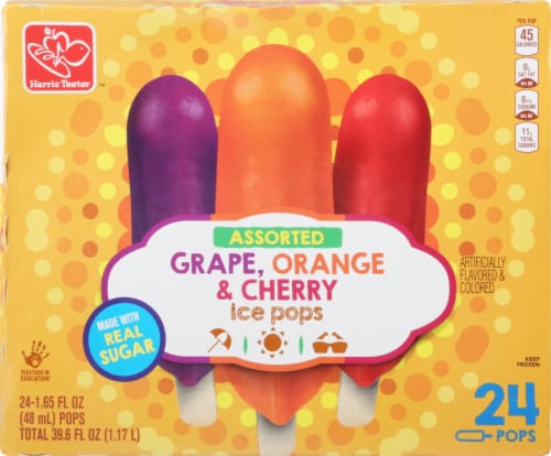 Harris Teeter™ Assorted Grape, Orange & Cherry Ice Pops Perspective: front