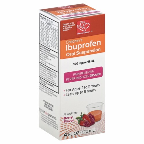 Harris Teeter™ Berry Children's Ibuprofen Pain Reliever Fever Reducer Syrup Perspective: front