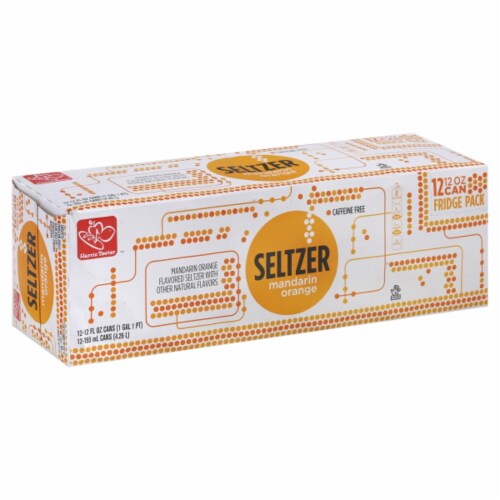 Harris Teeter™ Mandarin Orange Flavored Seltzer Water Cans Perspective: front