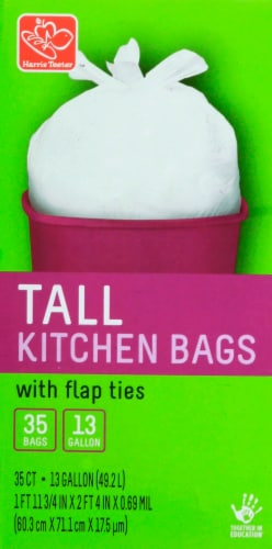Harris Teeter™ Tall 13 Gallon Flap Tie Kitchen Bags Perspective: front