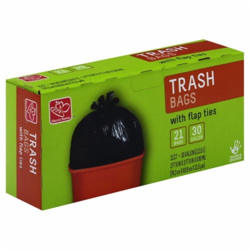 Harris Teeter™ 30 Gallon Flap Tie Trash Bags, 21 ct - Harris Teeter