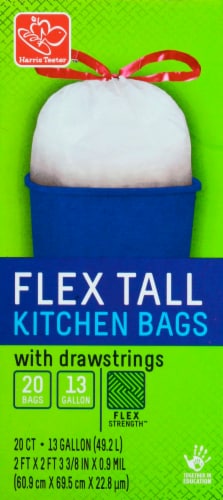 Harris Teeter™ Flex Tall 13 Gallon Drawstring Kitchen Bags Perspective: front