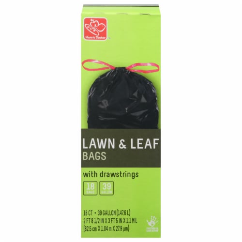 Hefty Strong Lawn & Leaf Large Drawstring Trash Bags, 39 Gallon, 18 Count