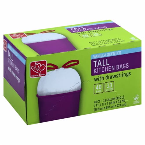 Harris Teeter™ Vanilla Scented 13 Gallon Drawstring Kitchen Trash Bags Perspective: front