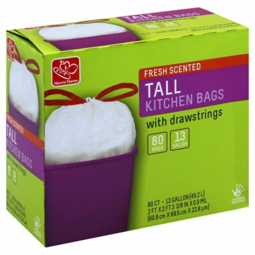 Harris Teeter™ Fresh Scented Tall 13 Gallon Drawstring Kitchen Trash Bags Perspective: front