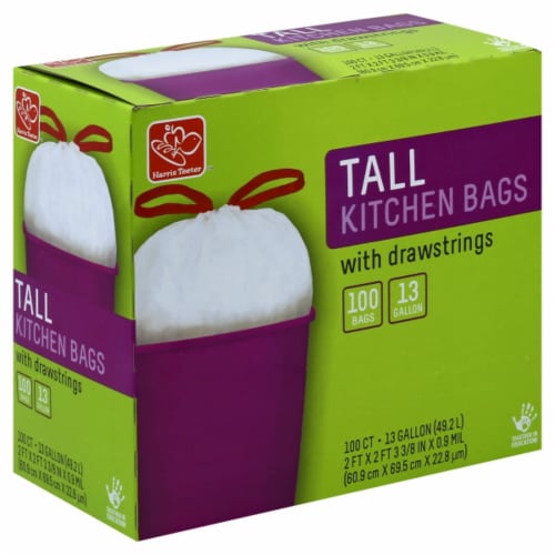 Harris Teeter™ Tall 13 Gallon Drawstring Kitchen Trash Bags Perspective: front