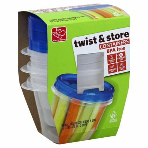 Harris Teeter™ Twist & Store Small Round Containers & Lids - 3 Pack Perspective: front