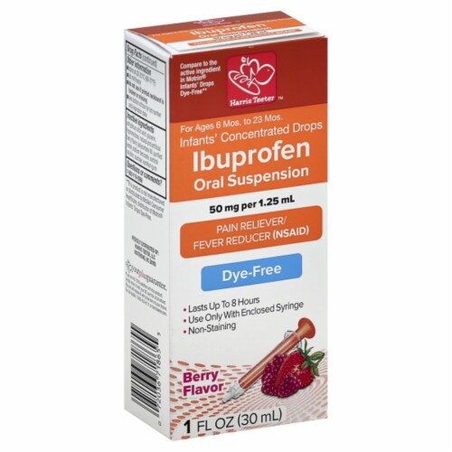 Harris Teeter™ Infants' Ibuprofen Oral Suspension Berry Flavor Concentrated Drops Perspective: front
