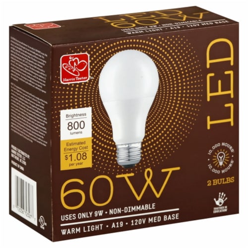Harris Teeter™ 9-Watt (60-Watt) A19 LED Light Bulbs Perspective: front