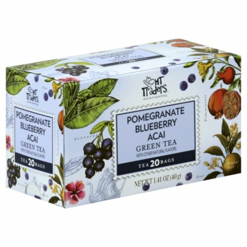 HT Traders™ Pomegranate Blueberry Acai Green Tea Bags Perspective: front