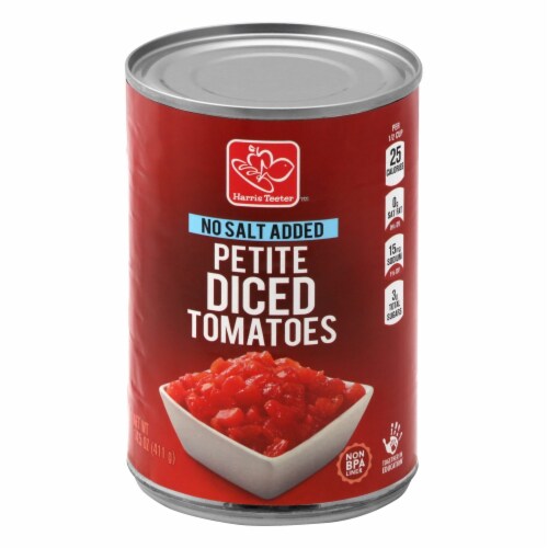 Harris Teeter™ No Salt Added Petite Diced Tomatoes Perspective: front