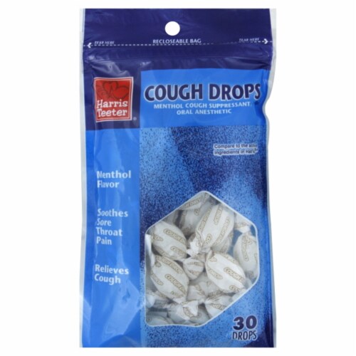 Harris Teeter™ Menthol Cough Suppressant Oral Anesthetic Cough Drops Perspective: front